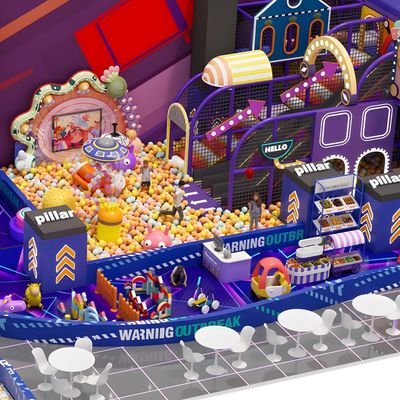 Ball Pool Space Themed Indoor Playground Funny With Slide And Interactive Projection